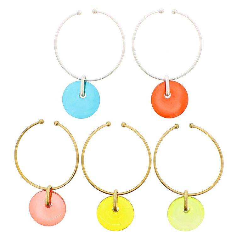 RESIN DONUT PENDANT METAL SHORT NECKLACE 2