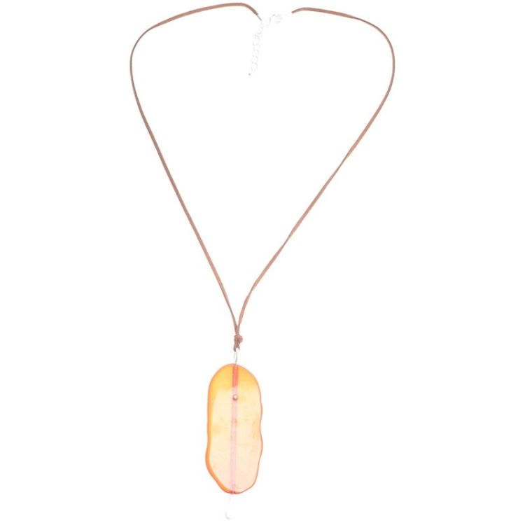 LONG RESIN PENDANT NECKLACE WITH METAL STRIP