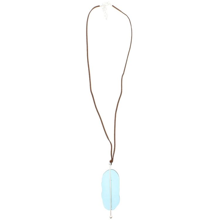 LONG RESIN PENDANT NECKLACE WITH METAL STRIP 2