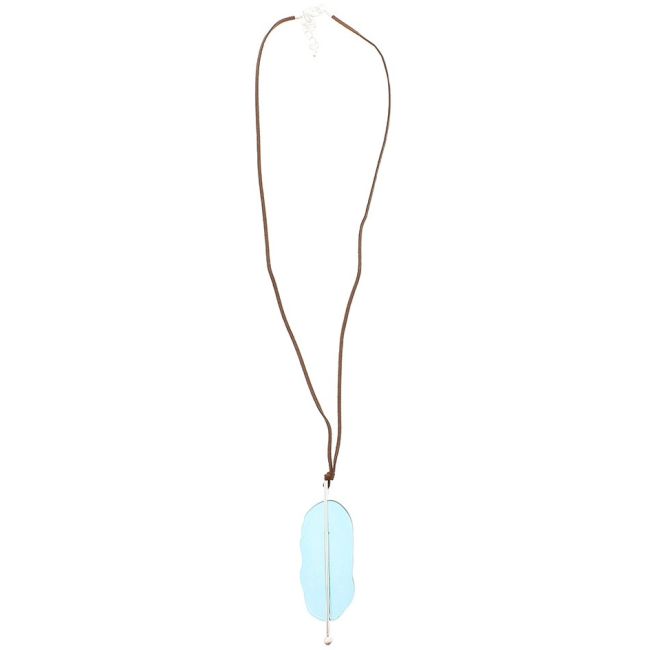 LONG RESIN PENDANT NECKLACE WITH METAL STRIP