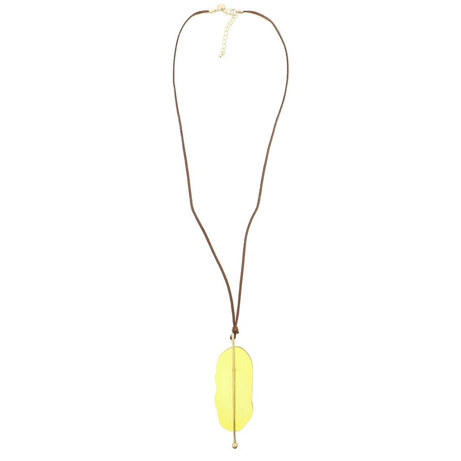 LONG RESIN PENDANT NECKLACE WITH METAL STRIP