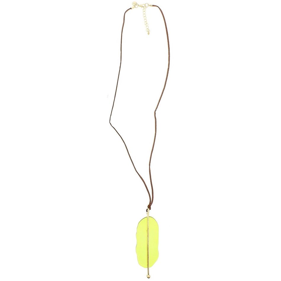 LONG RESIN PENDANT NECKLACE WITH METAL STRIP