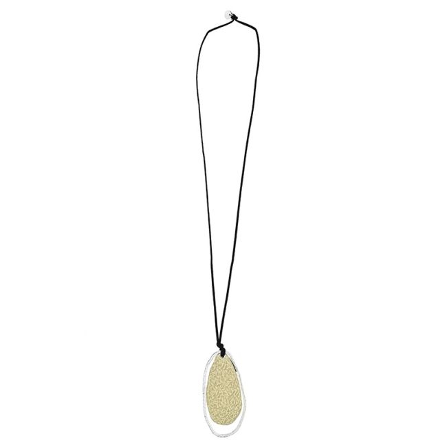 LONG BICOLOR METAL PENDANT NECKLACE