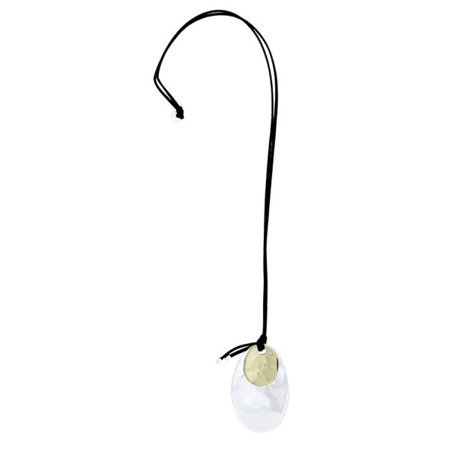 LONG BICOLOR METAL PENDANT NECKLACE