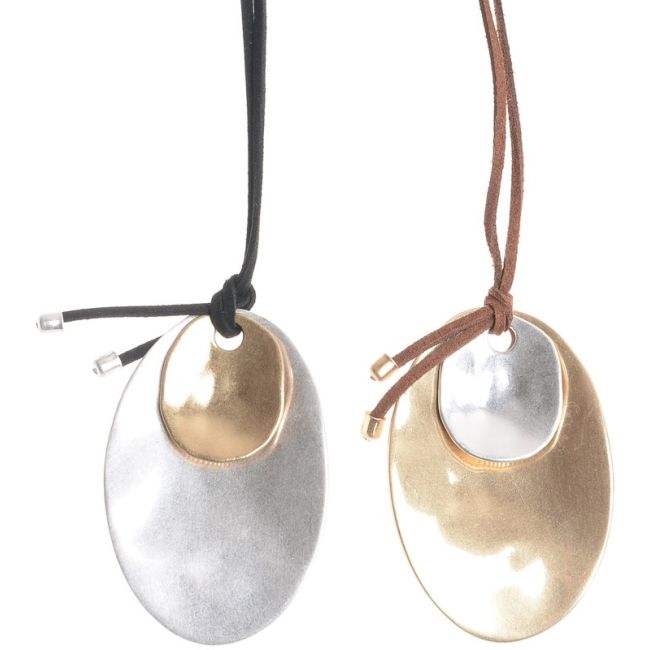 COLLAR LARGO COLGANTE BICOLOR METAL