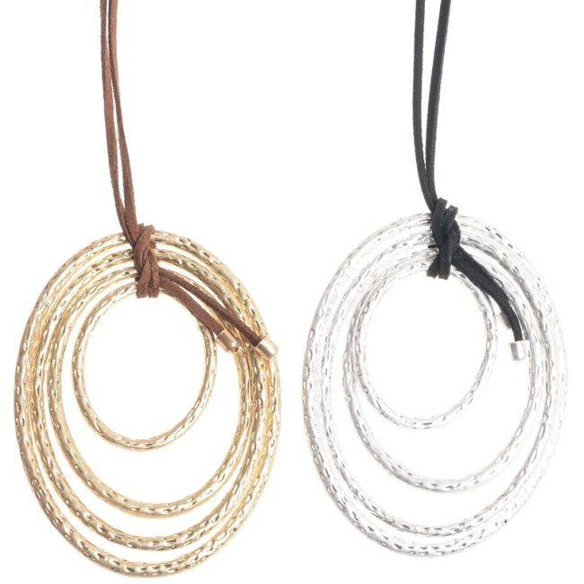 COLLAR LARGO COLGANTE ANILLAS METAL