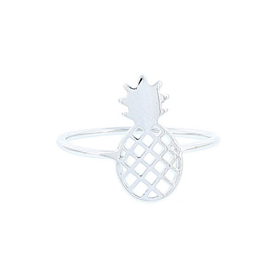 ANILLO ACERO PIÑA BAÑADO ORO 3 MILS