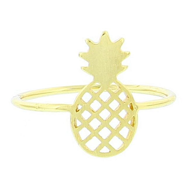 ANILLO ACERO PIÑA BAÑADO ORO 3 MILS