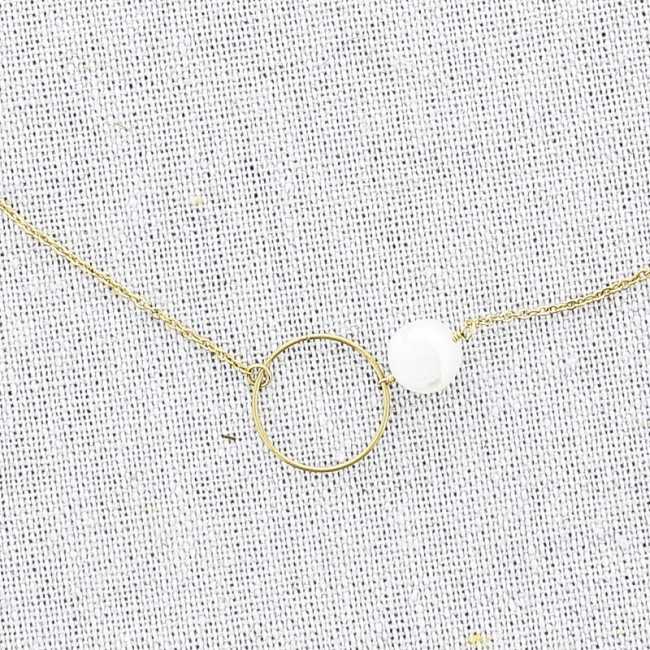 CULTIVATED PEARL RING STEEL SHORT NECKLACE