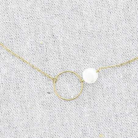 CULTIVATED PEARL RING STEEL SHORT NECKLACE
