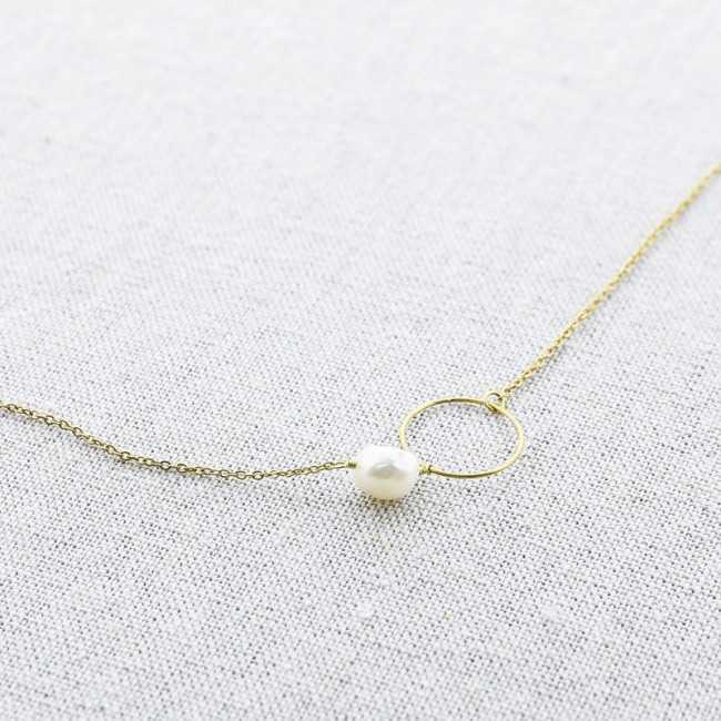 CULTIVATED PEARL RING STEEL SHORT NECKLACE