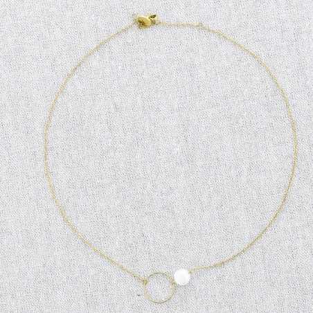 CULTIVATED PEARL RING STEEL SHORT NECKLACE