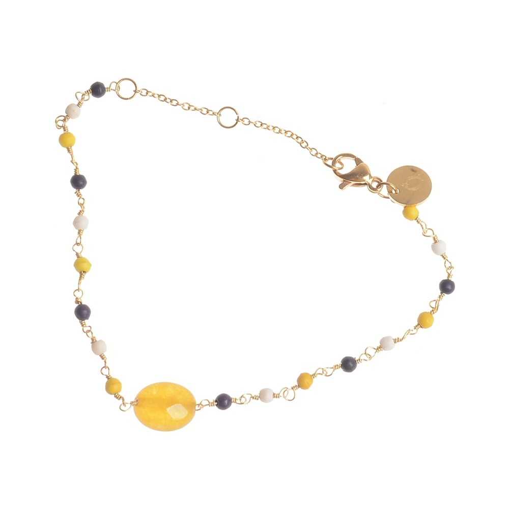 GOLD PLATED BRACELET 3 MILES STONE FACETED CRYSTALS