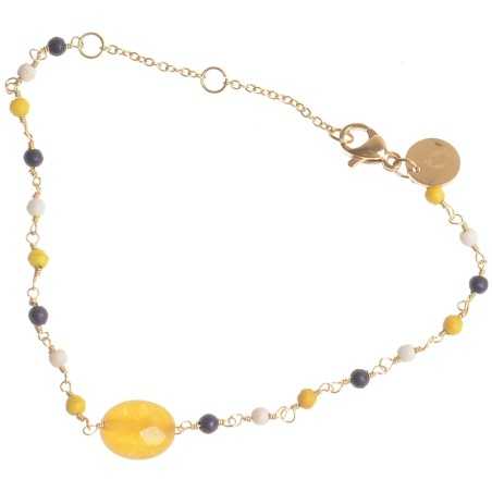 GOLD PLATED BRACELET 3 MILES STONE FACETED CRYSTALS