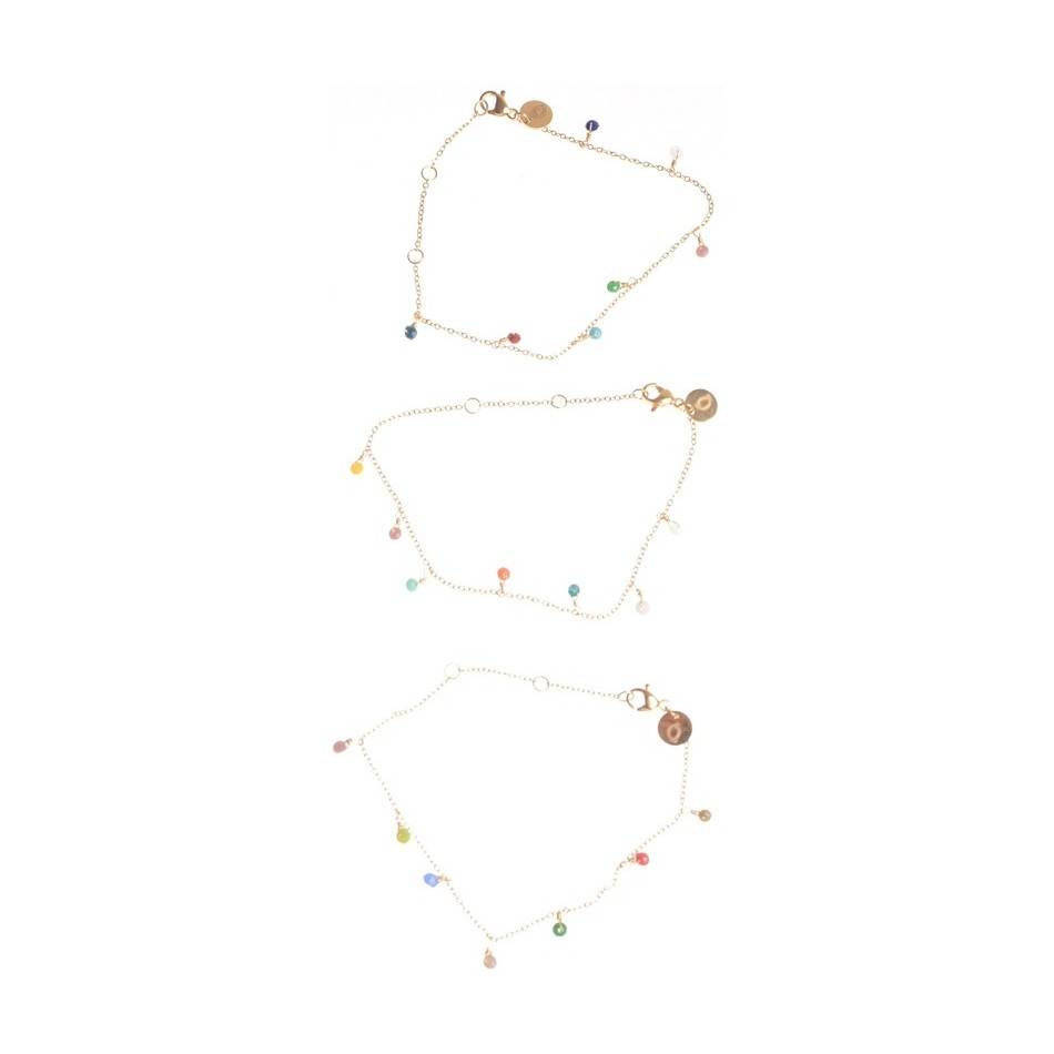 3 MILES GOLD PLATED BRACELET WITH 2MM FACETED CRYSTALS