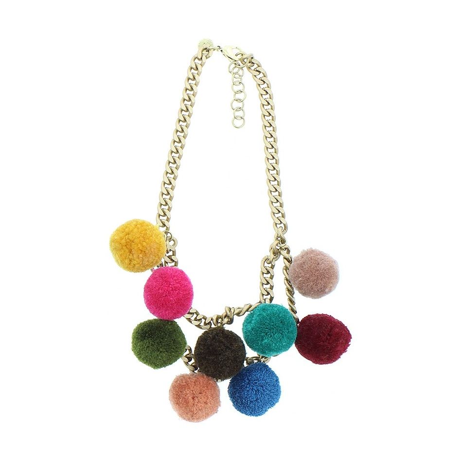 DOUBLE POMPOM SHORT NECKLACE