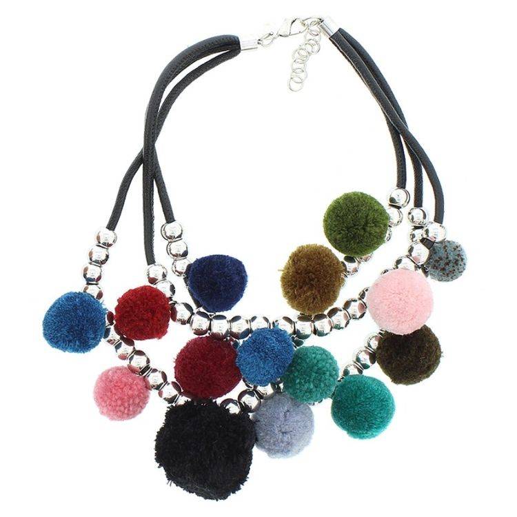 DOUBLE POMPOM SHORT NECKLACE