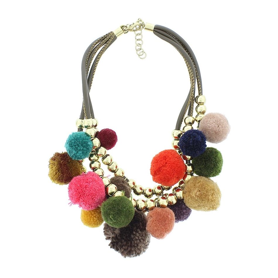 DOUBLE POMPOM SHORT NECKLACE