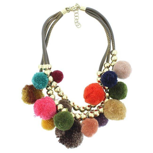 DOUBLE POMPOM SHORT NECKLACE