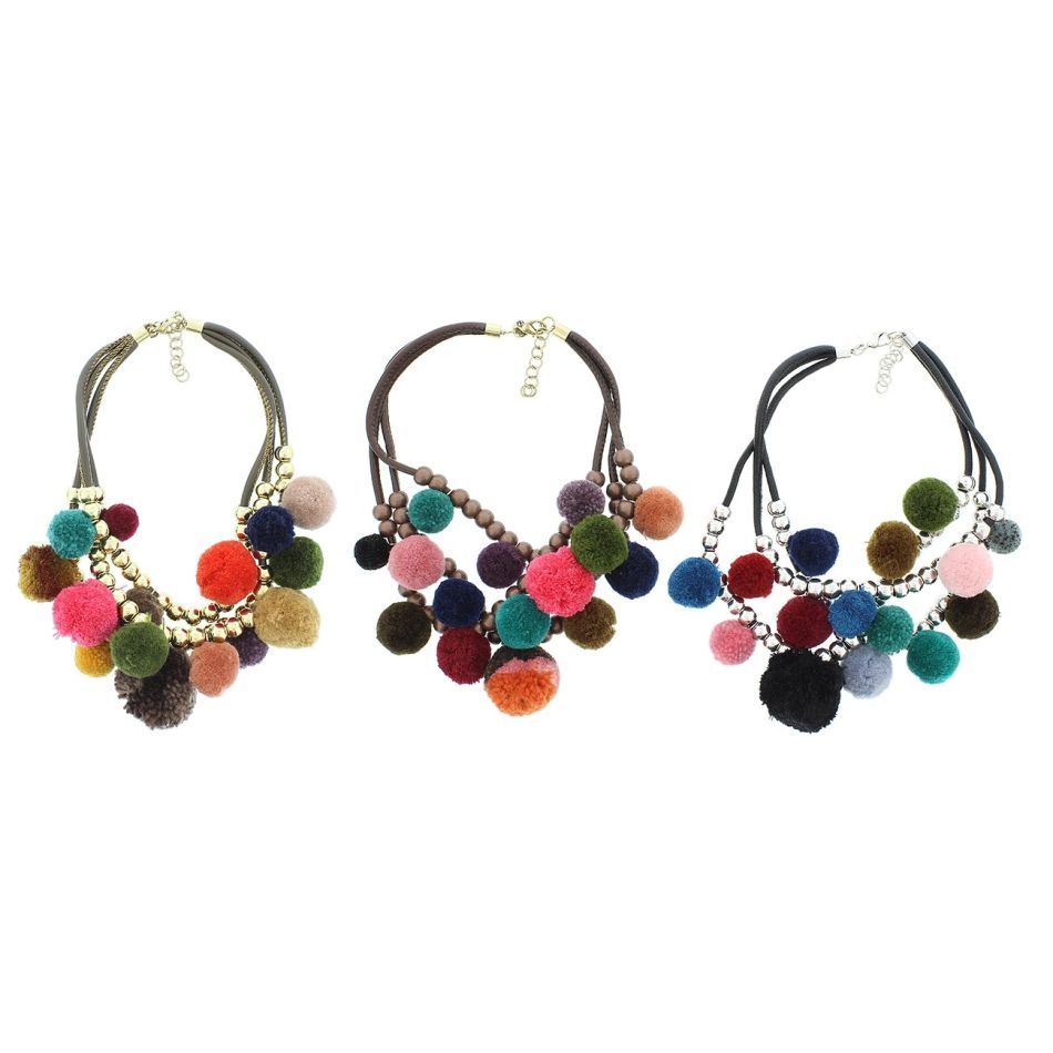 DOUBLE POMPOM SHORT NECKLACE