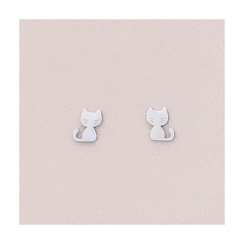 PENDIENTES PRESIÓN ACERO GATITO