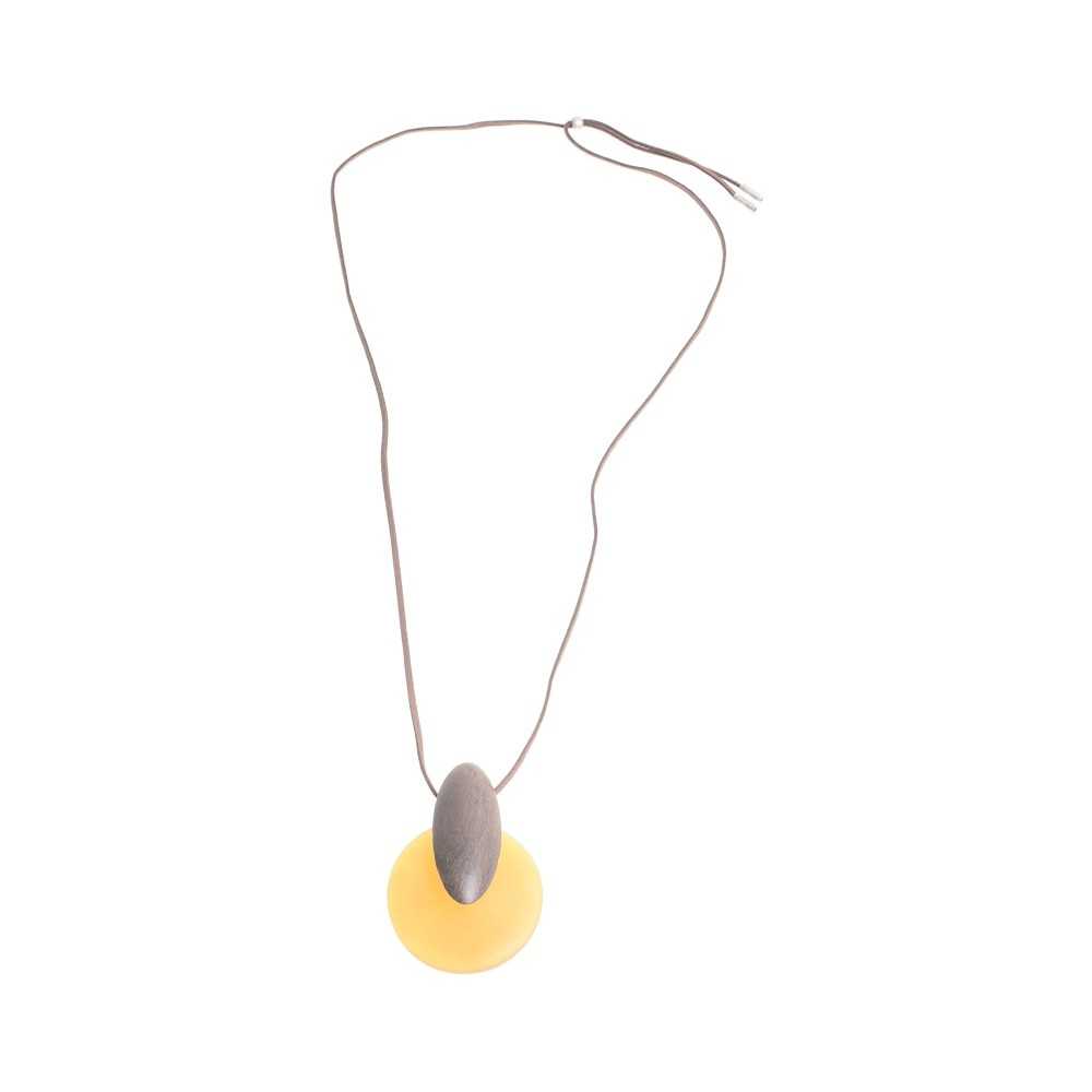 LONG RESIN WOOD PENDANT NECKLACE