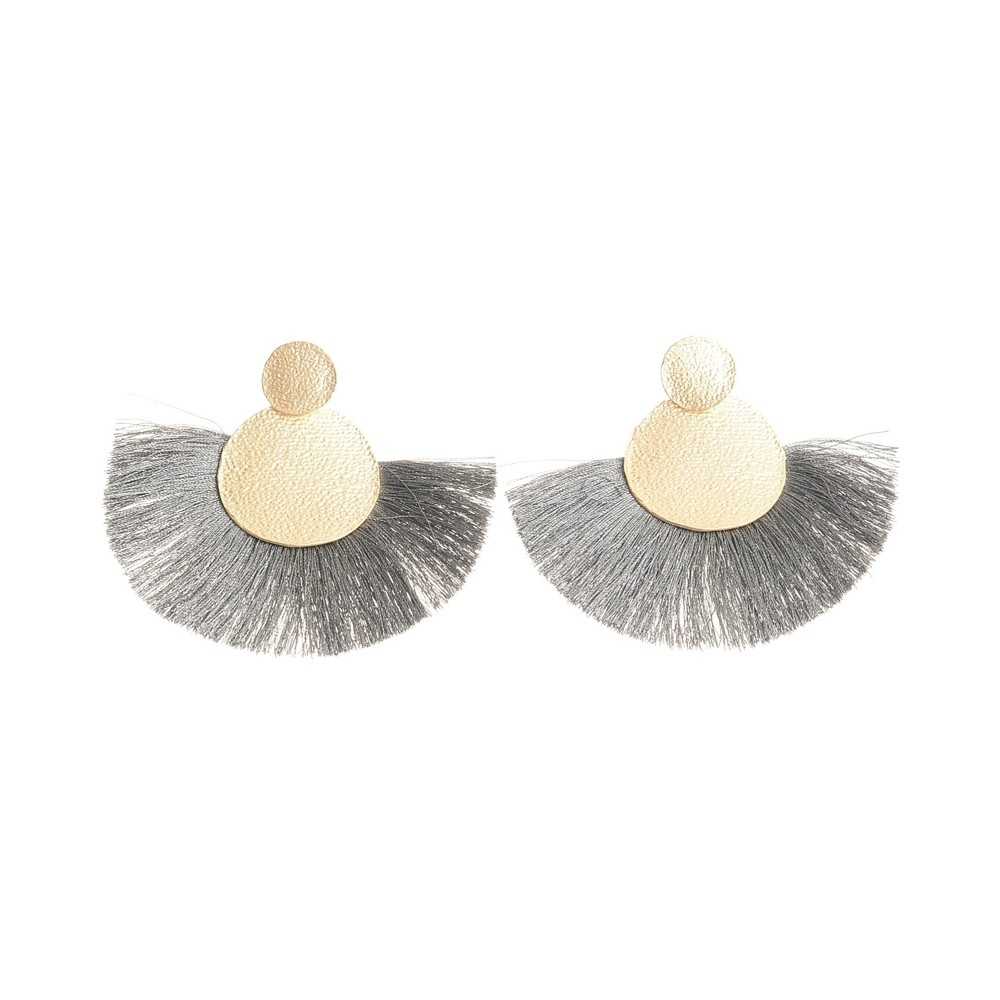 FRINGED FAN METAL EARRINGS