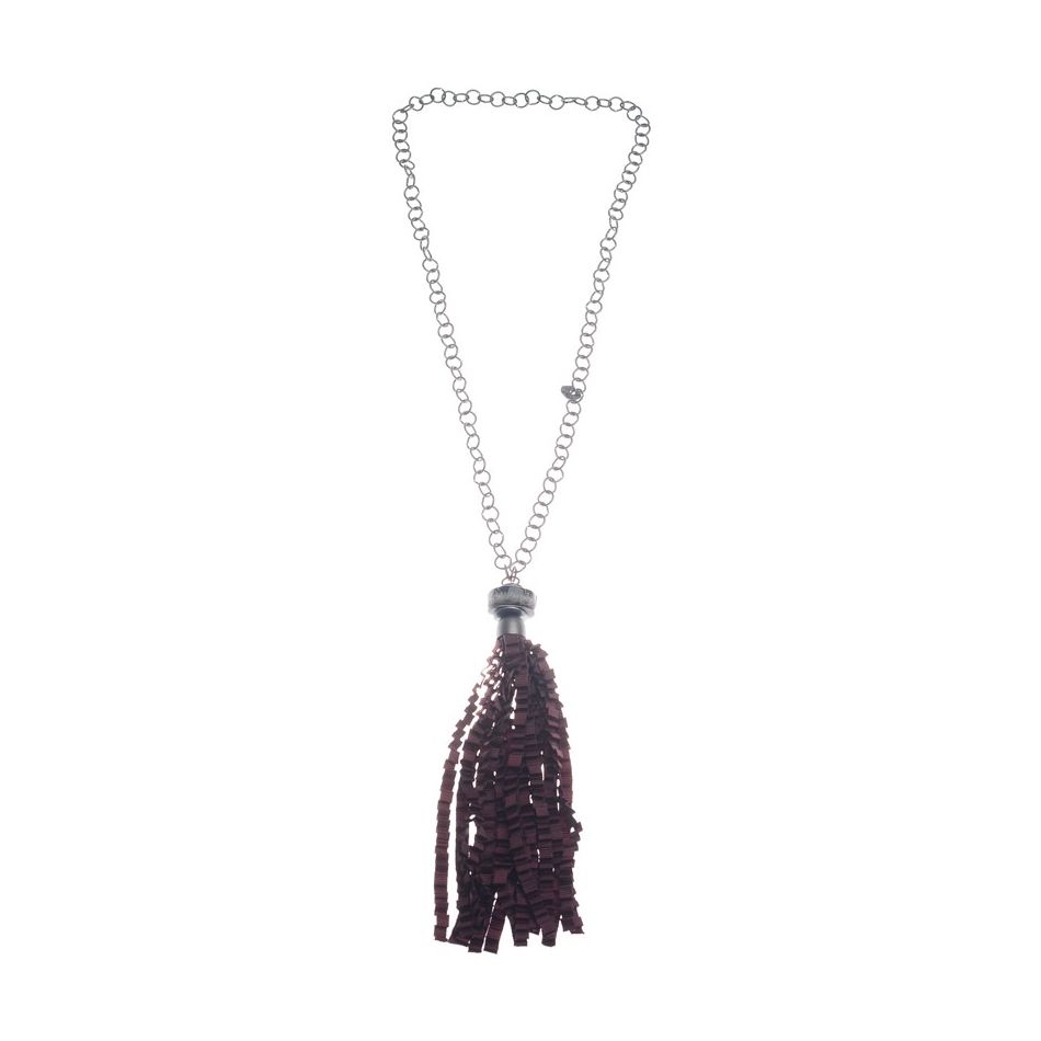 COLLAR LARGO COLGANTE FLECO CINTA RASO RIZADO