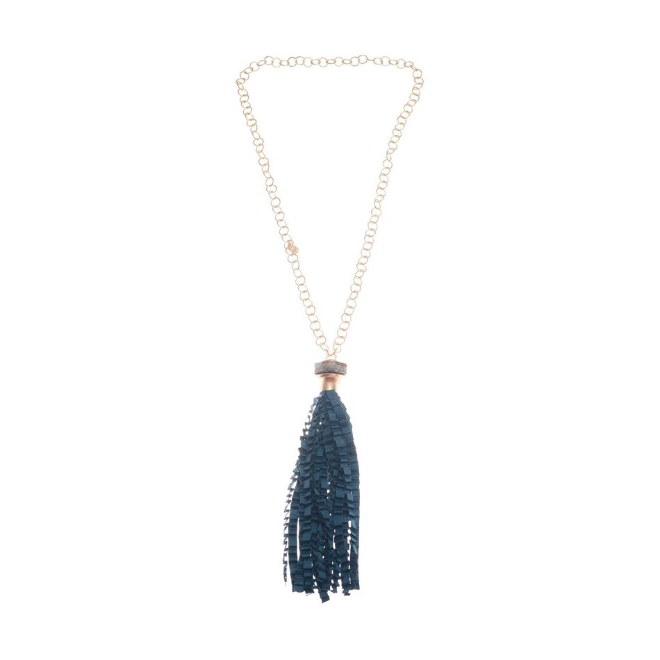 COLLAR LARGO COLGANTE FLECO CINTA RASO RIZADO