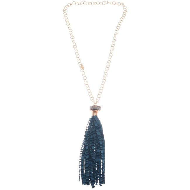 COLLAR LARGO COLGANTE FLECO CINTA RASO RIZADO