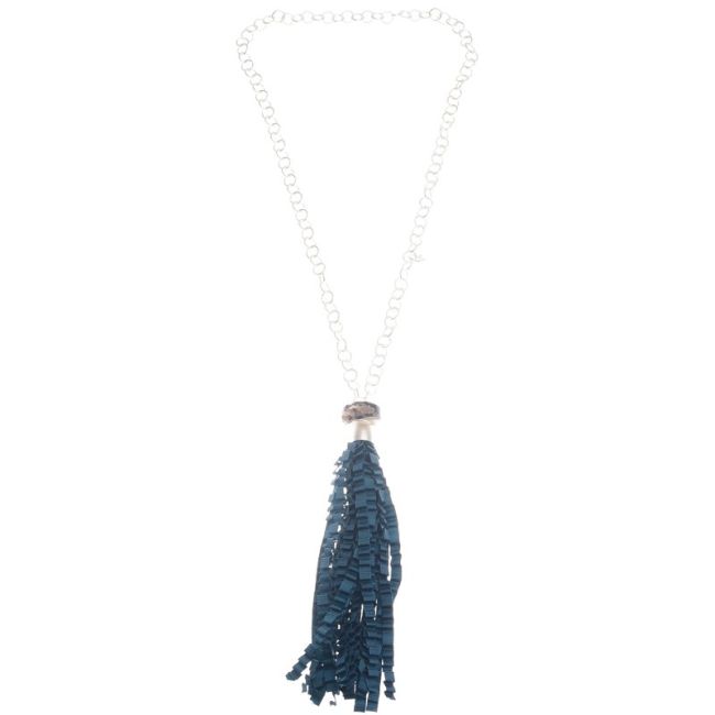 COLLAR LARGO COLGANTE FLECO CINTA RASO RIZADO
