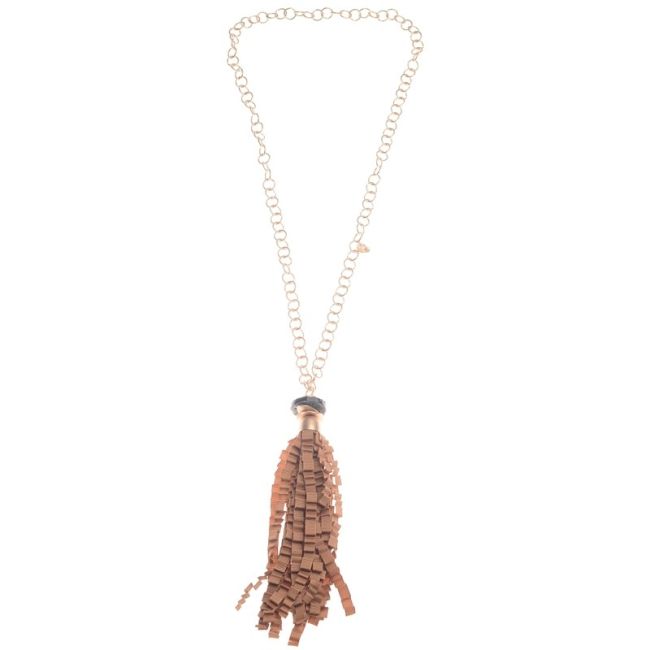 COLLAR LARGO COLGANTE FLECO CINTA RASO RIZADO