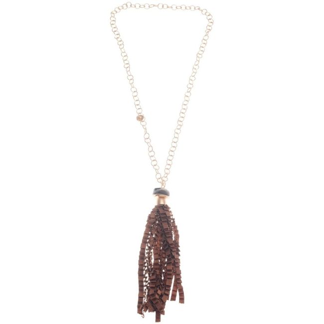 COLLAR LARGO COLGANTE FLECO CINTA RASO RIZADO