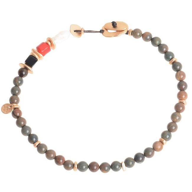 METAL STONE BEADS SHORT NECKLACE