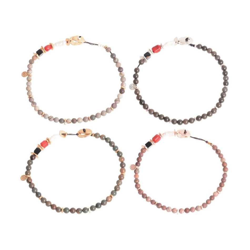 METAL STONE BEADS SHORT NECKLACE