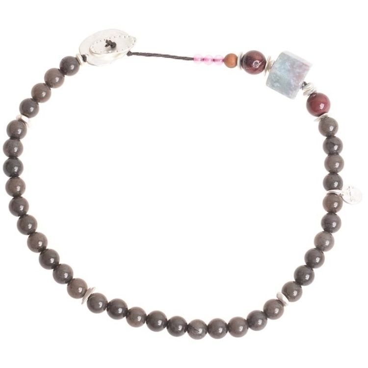 METAL STONE BEADS SHORT NECKLACE