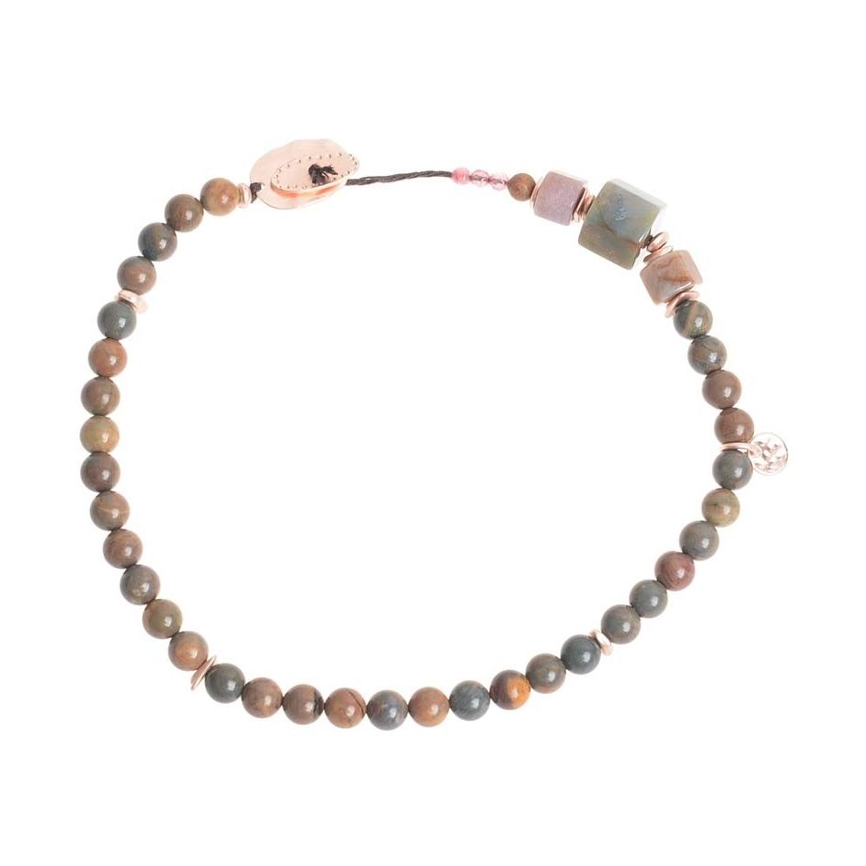 METAL STONE BEADS SHORT NECKLACE