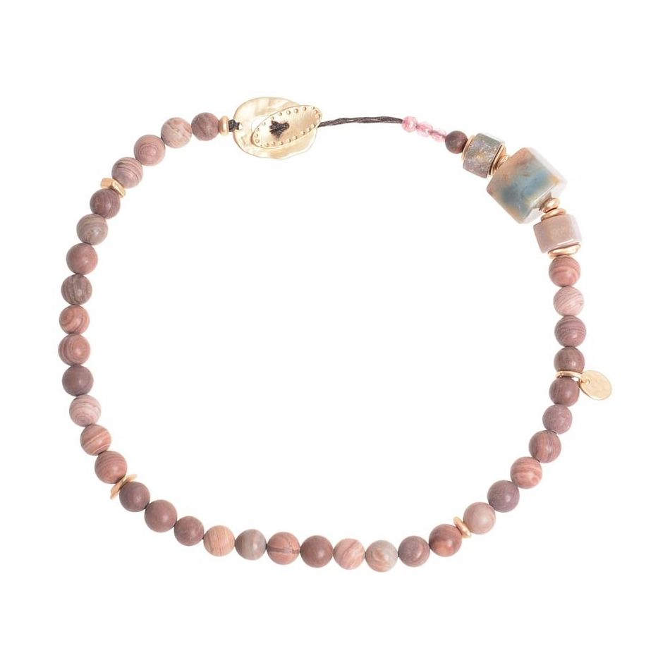 METAL STONE BEADS SHORT NECKLACE