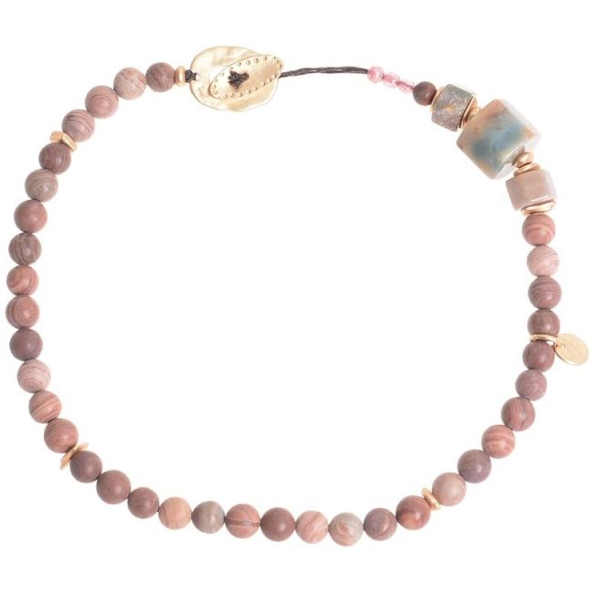 METAL STONE BEADS SHORT NECKLACE