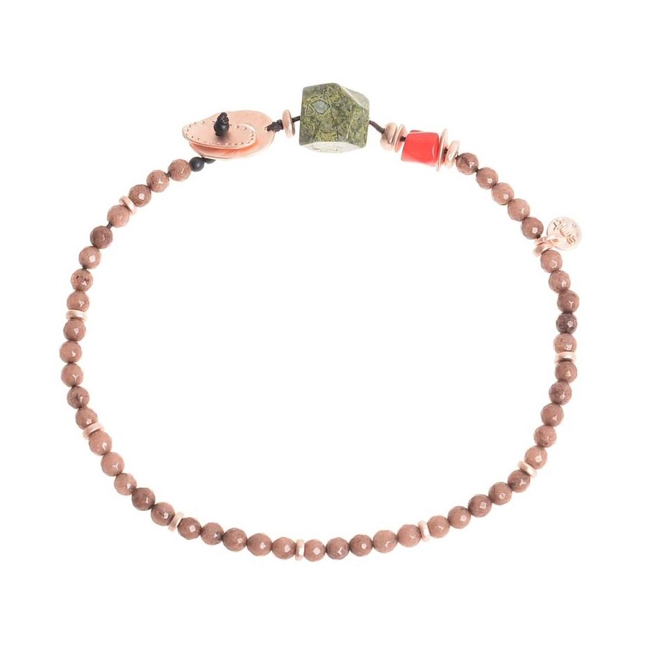METAL STONE BEADS SHORT NECKLACE