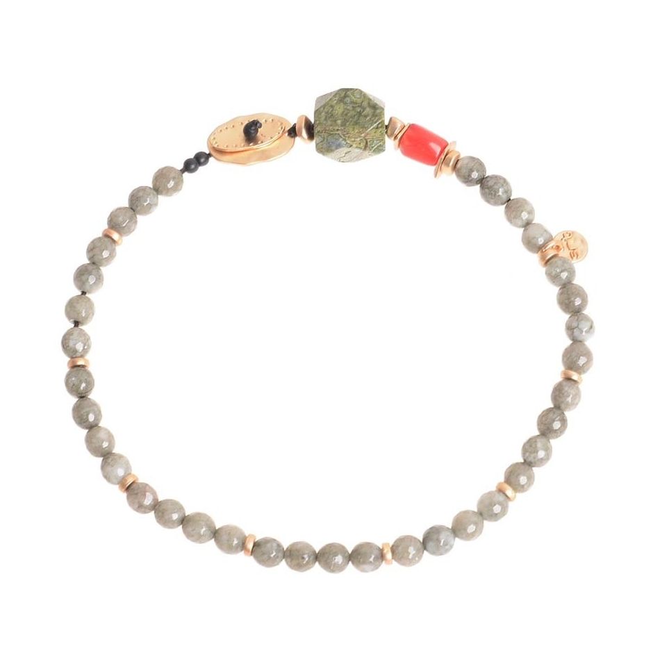 METAL STONE BEADS SHORT NECKLACE