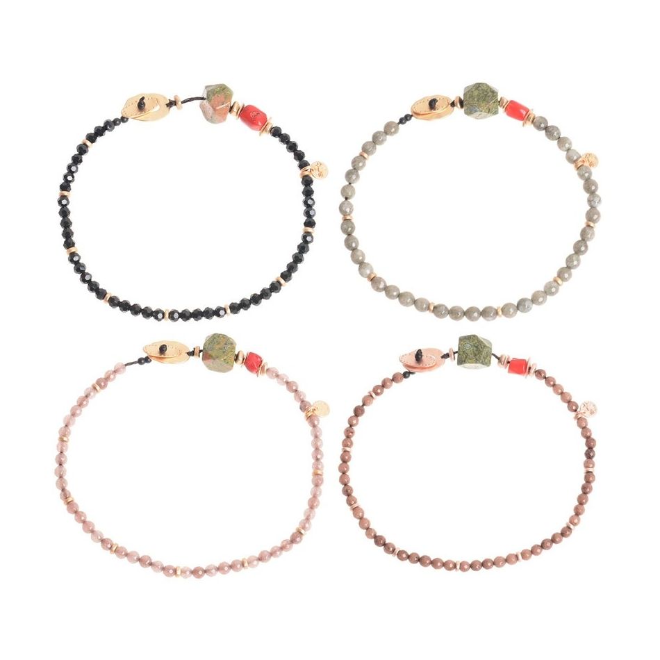 METAL STONE BEADS SHORT NECKLACE