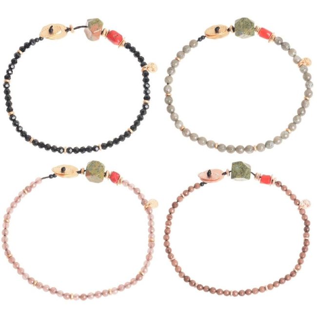 METAL STONE BEADS SHORT NECKLACE