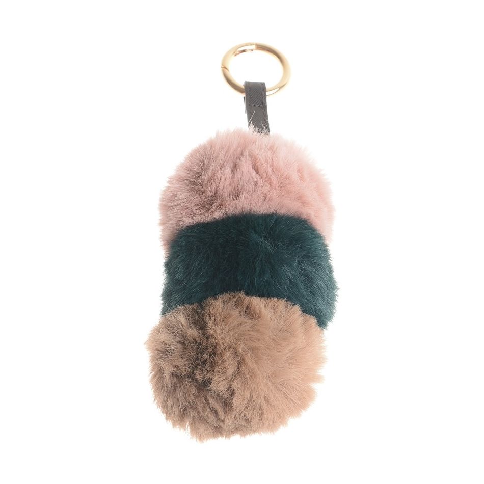 THREE FUR POMPOMS KEYCHAIN