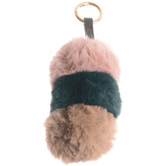 THREE FUR POMPOMS KEYCHAIN