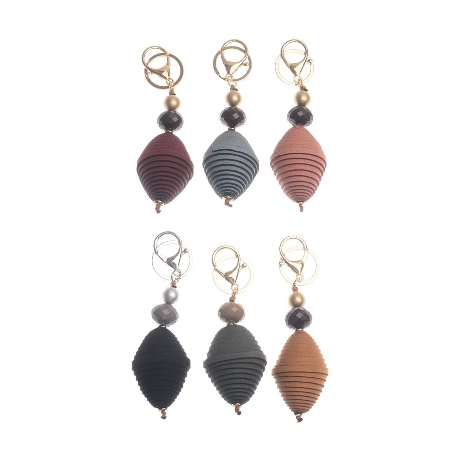 SUEDE BEAD PENDANT KEYCHAIN