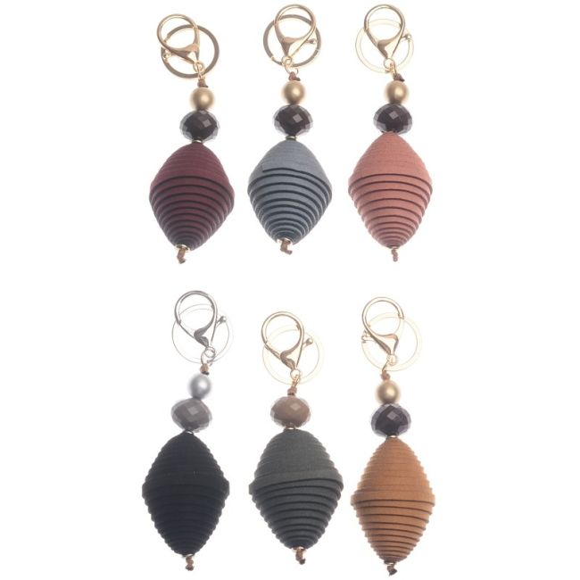 SUEDE BEAD PENDANT KEYCHAIN