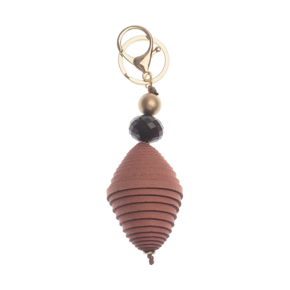 SUEDE BEAD PENDANT KEYCHAIN