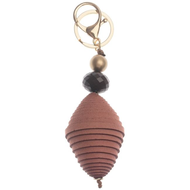 SUEDE BEAD PENDANT KEYCHAIN