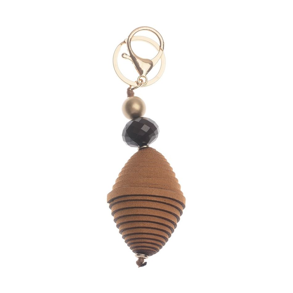 SUEDE BEAD PENDANT KEYCHAIN